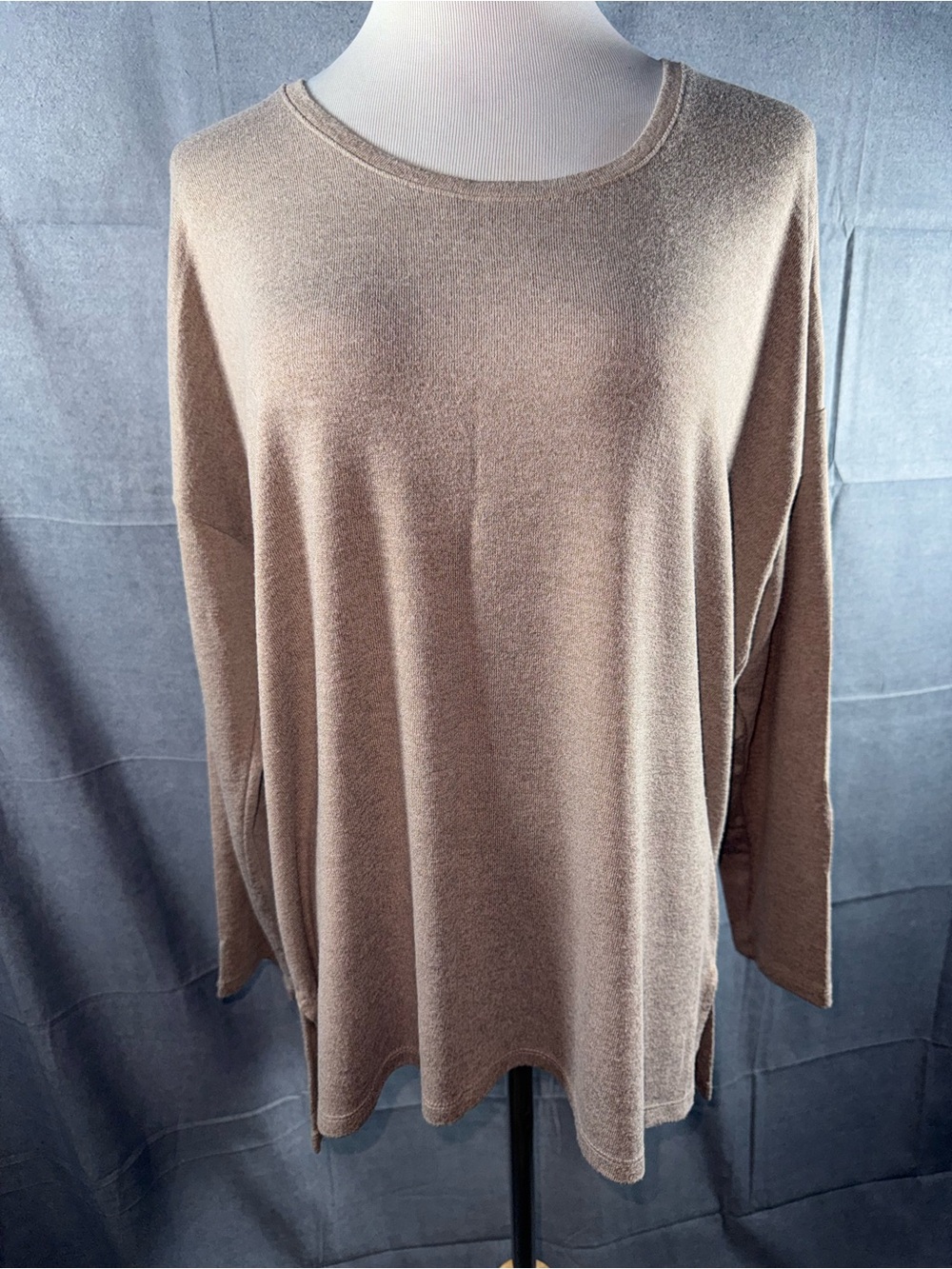 2490-Banana Republic Long Sleeve Crewneck Top in Taupe